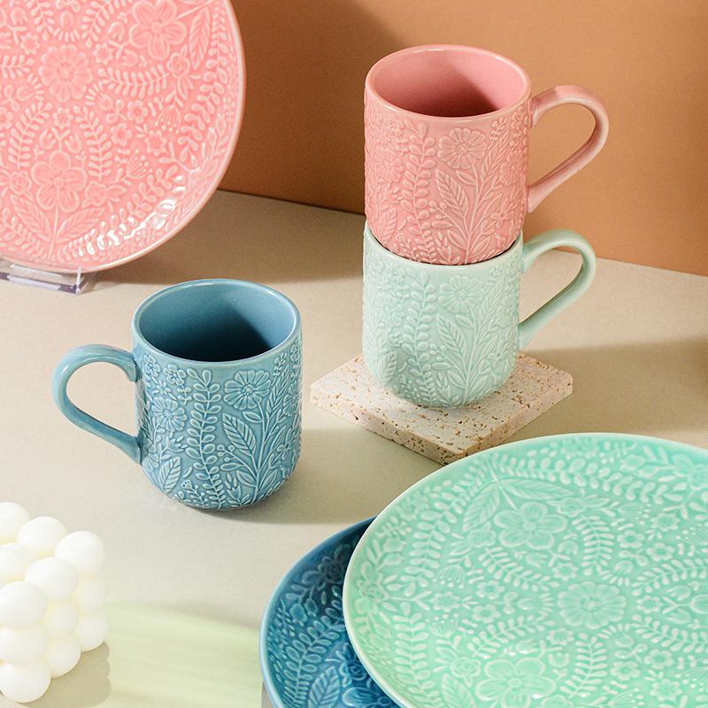 Buy Northern EuropeanStyleinsEmbossed Mug Snack Plate Set Wholesale Colorful Multicolor