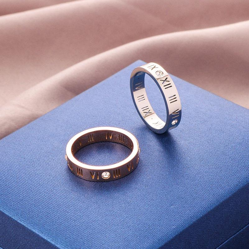 Bague en Argent 925 pour Femmes Bague Chiffres Romains Incolore Bijoux de Mode Ornements Bagues Charmes pour Femmes