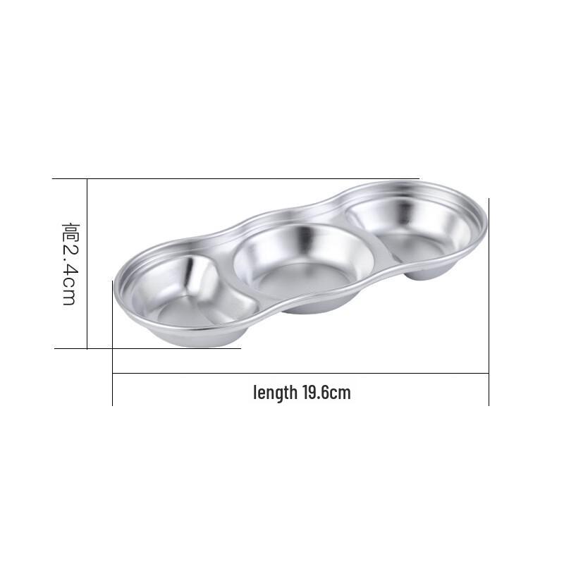 

304 Stainless Steel Korean Style 3-Grid Sauce Dish