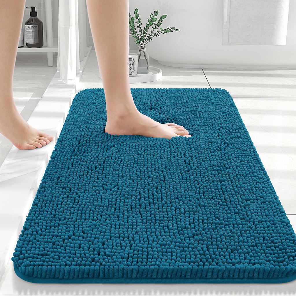 HAPIHAPPY New Chenille Bathroom Rug Mat Extra Soft Thick Absorbent Shaggy Bath Mats Non-Slip Machine Wash Dry Plush Bath Rugs