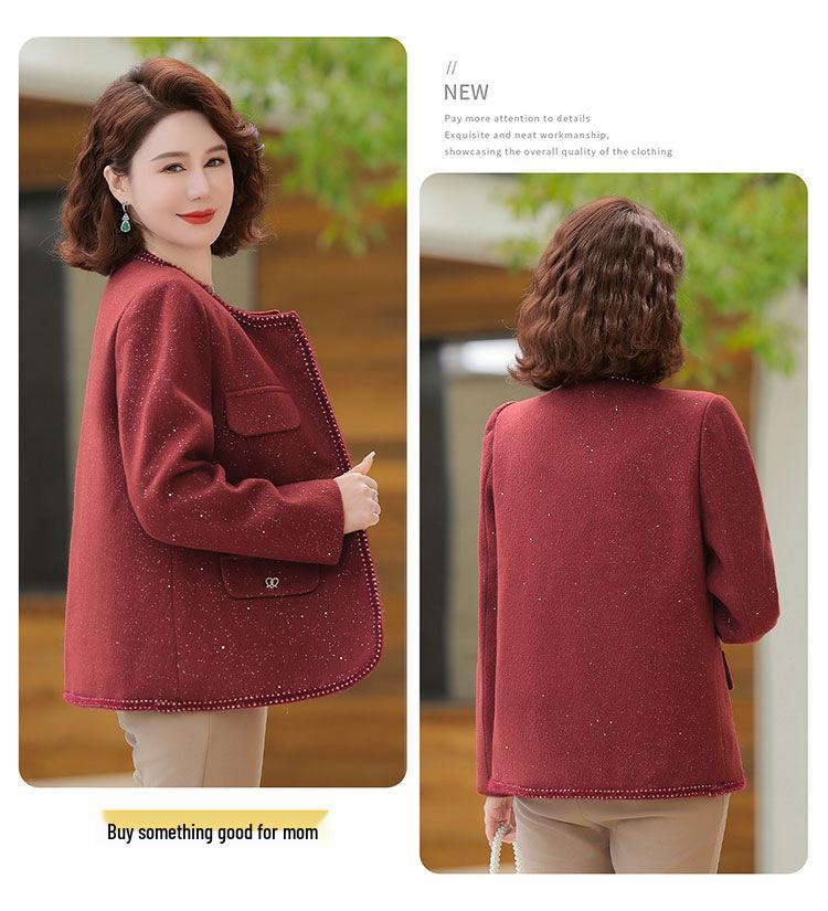 Mom's 2025 Spring-Autumn Fashion Short Jacket for Middle-Aged & Elderly Women - Stylish Little Fragrance Cardigan