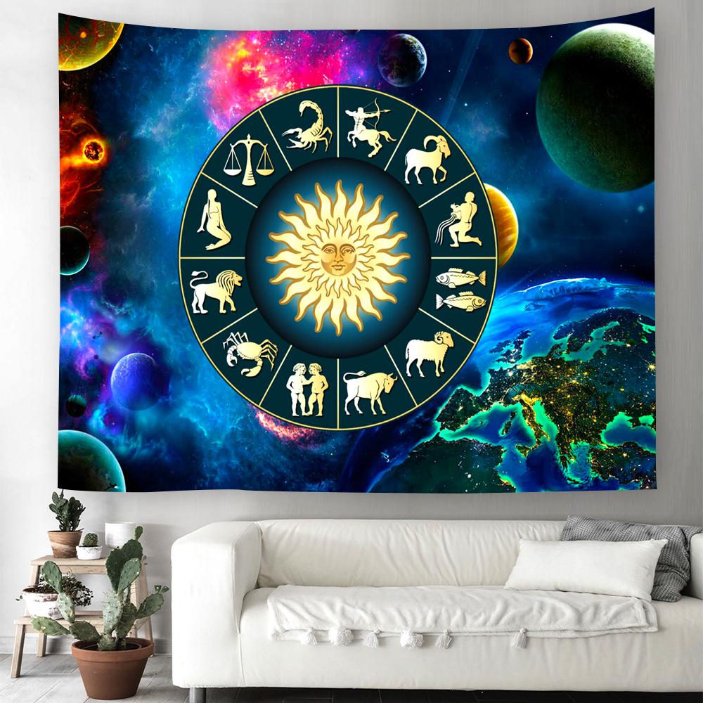 Zodiac Tarot Tapiserie Magic Array Tapiserie suspendată pe perete Decorare vrăjitorie mistică Decor hippie boem pentru dormitor