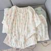 Summer Round Neck Short Sleeve Pajama Set for Women & Girls – Cute & Loose Fit