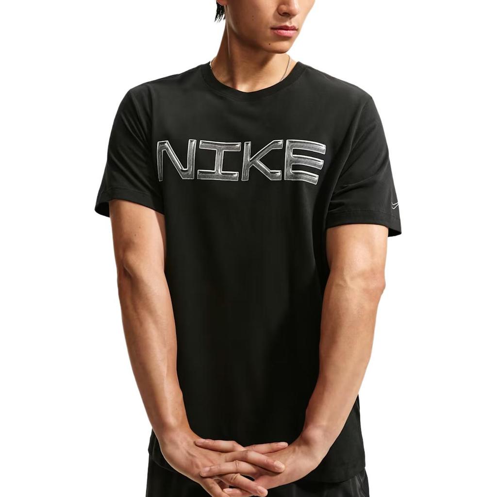Nike Quick Dry T Shirts Men's Black/White Crew Neck Moderate