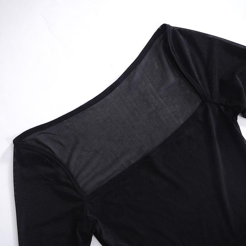 Square Collar Solid Mini Dress For Women Y2k Clothes Gauze Sexi Night Dress Hot Club Outfits Sheer Vestidos De Mujer Long Sleeve