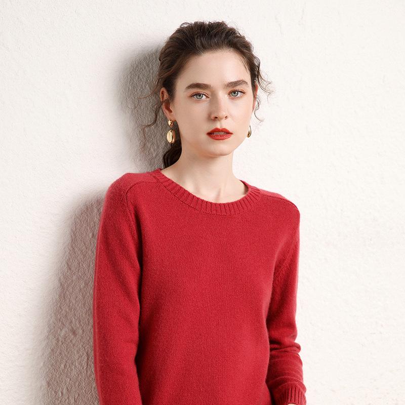 Women's Pure Wool Short Sweater - Warm Knit Round Neck for Autumn/Winter