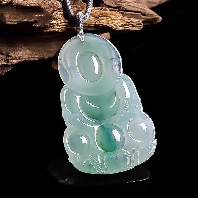Myanmar Jade Guanyin Pendant for Men & Women - Elegant Fluorescent Ice-Glutinous Design - Perfect Holiday Gift for Loved Ones