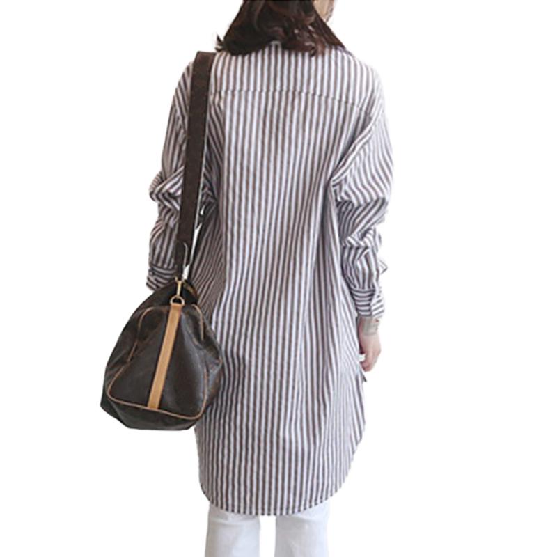 Blusas y blusas de mujer Camisas largas a rayas Casual Camisa de manga  larga Top de talla grande Blusa túnica de talla grande comprar a buen  precio — entrega gratuita, reseñas reales