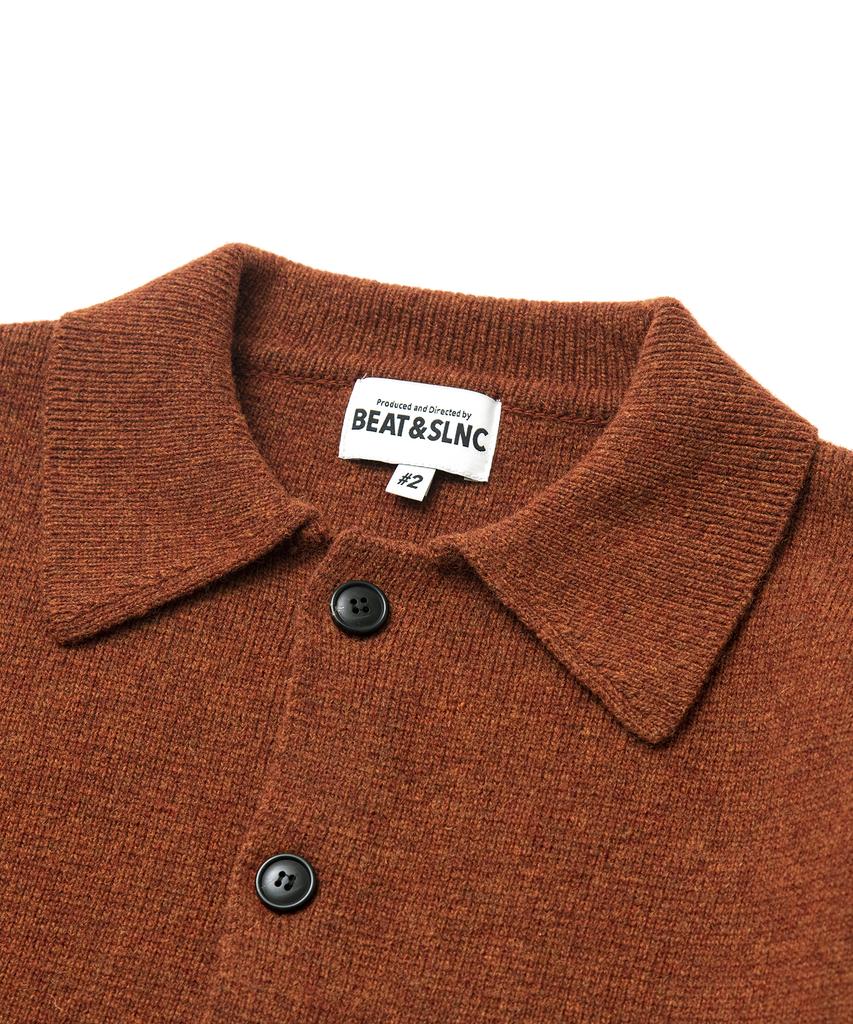 Beat&Slnc Heavyweight Collared Wool Cardigan (Maple)