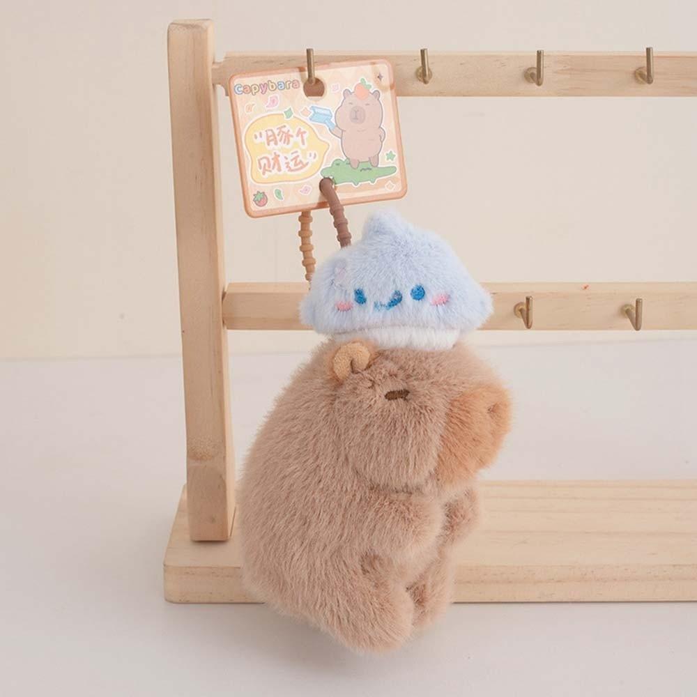 Soft Pulling Rope Capybara Dolls Key Ring Cartoon Capybara Keychain  Car Key Accessories