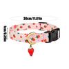 2Pcs Adjustable Pet Collar - Pink Strawberries And White Heart Shaped Pendant Cotton Breakaway Cat Collar With Bell