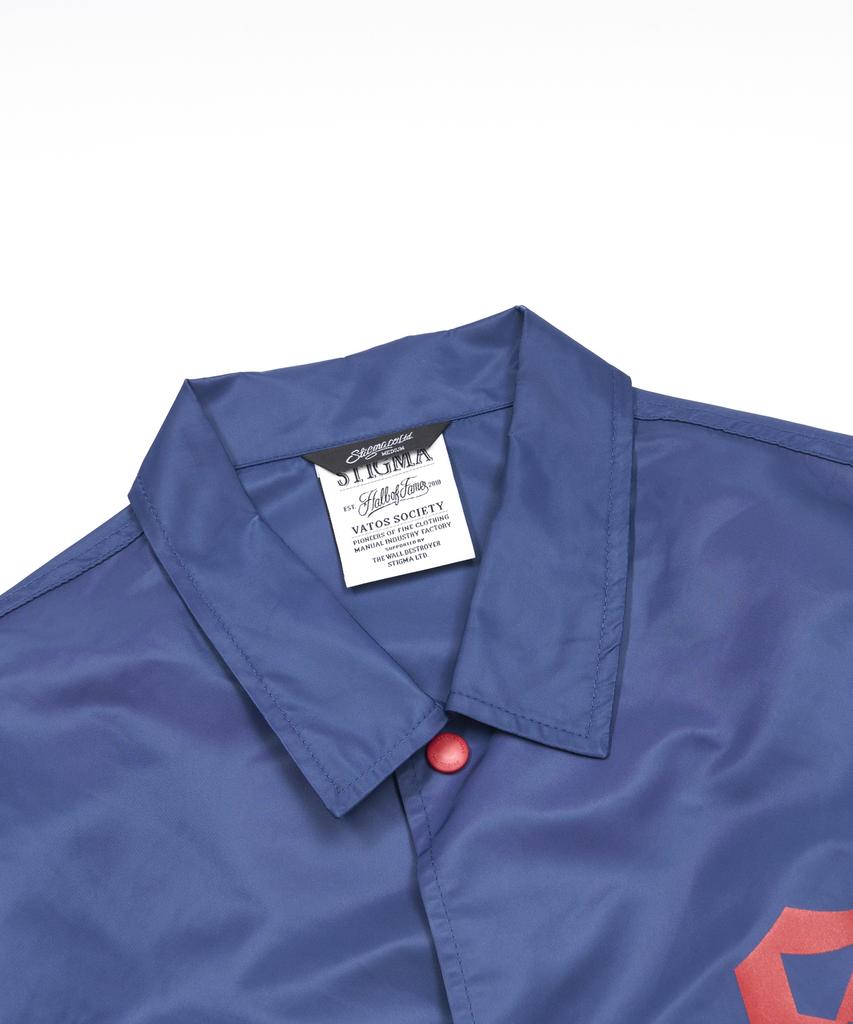 Stigma Old Letter Oversized Coach Jacket Blue