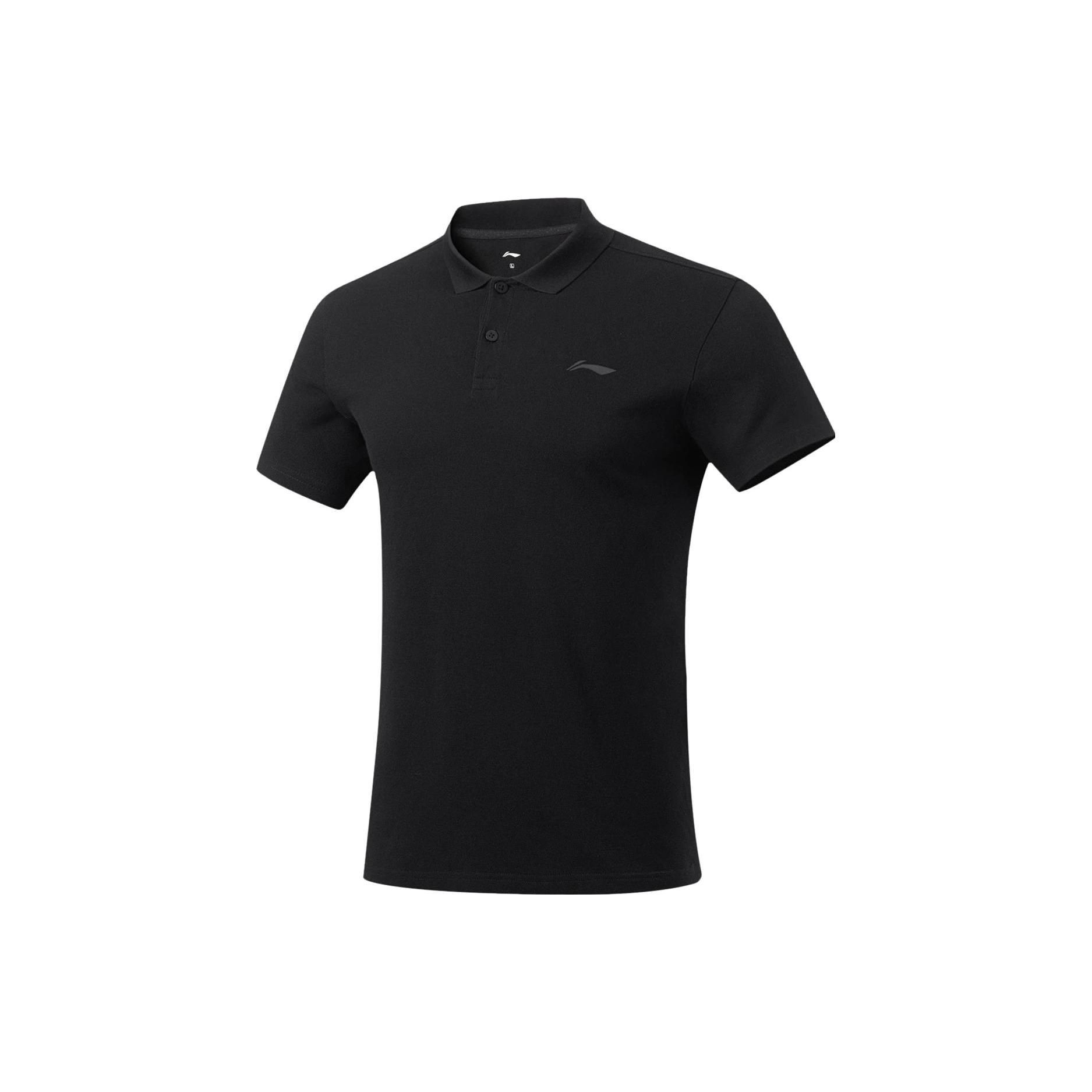 Li Ning Fitness Series Polo Shirts Men s Black Polo Collar Moderate Straight Fit APLU253-1 XXXL