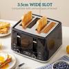 Kettle and Toaster Set, 1.7L 3000W Rapid Kettle with Strix Thermostat, 4 Slice Toaster with 7 Browning Controls, Black