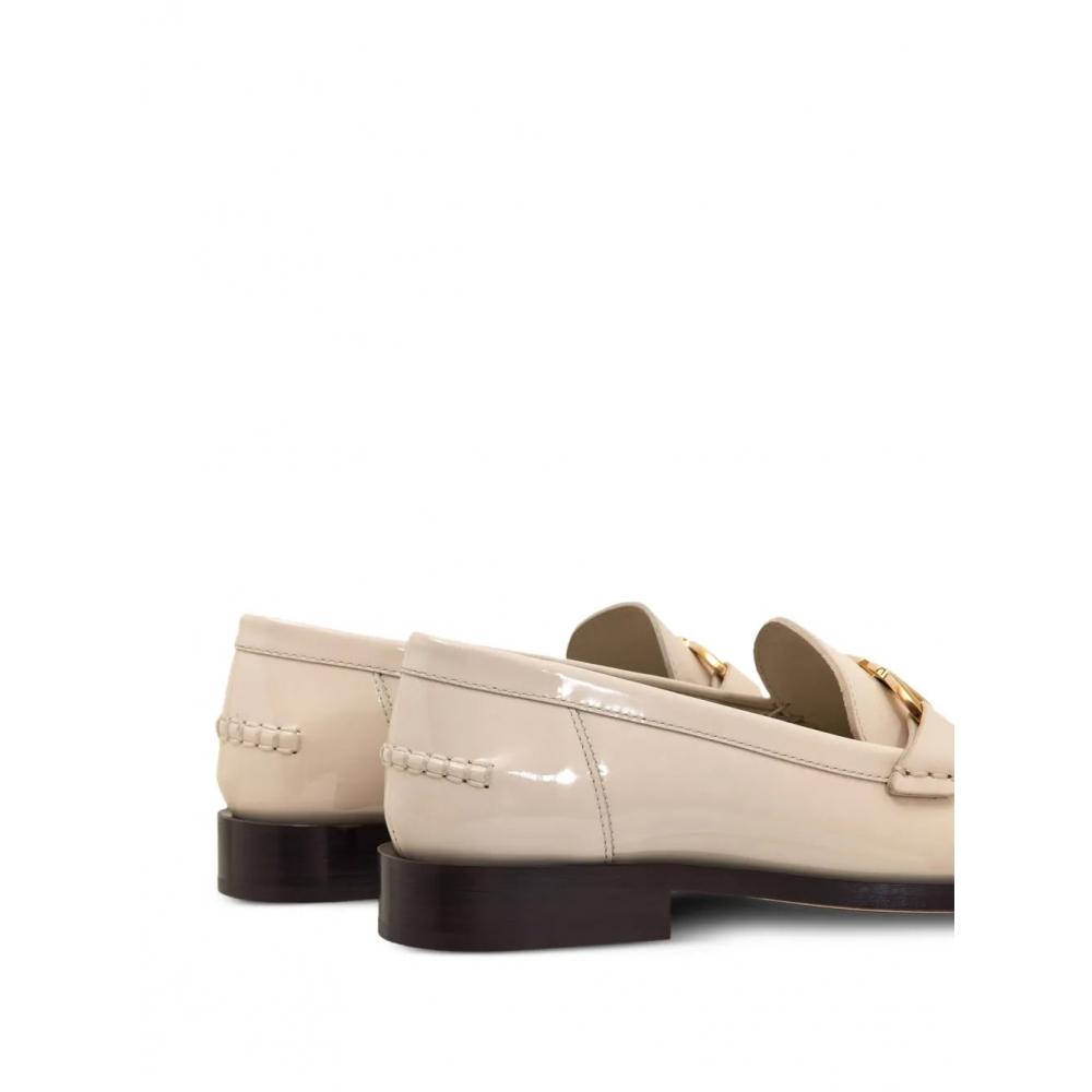 Salvatore Ferragamo Ferragamo Gancini Leather Loafers White