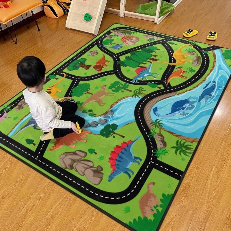 Tappetino Puzzle Pista Cartone Animato Tappeto Grande Area Soggiorno Tappeto Sala Giochi Tappeto Facile Da Mantenere Decorazione Casa Retrò