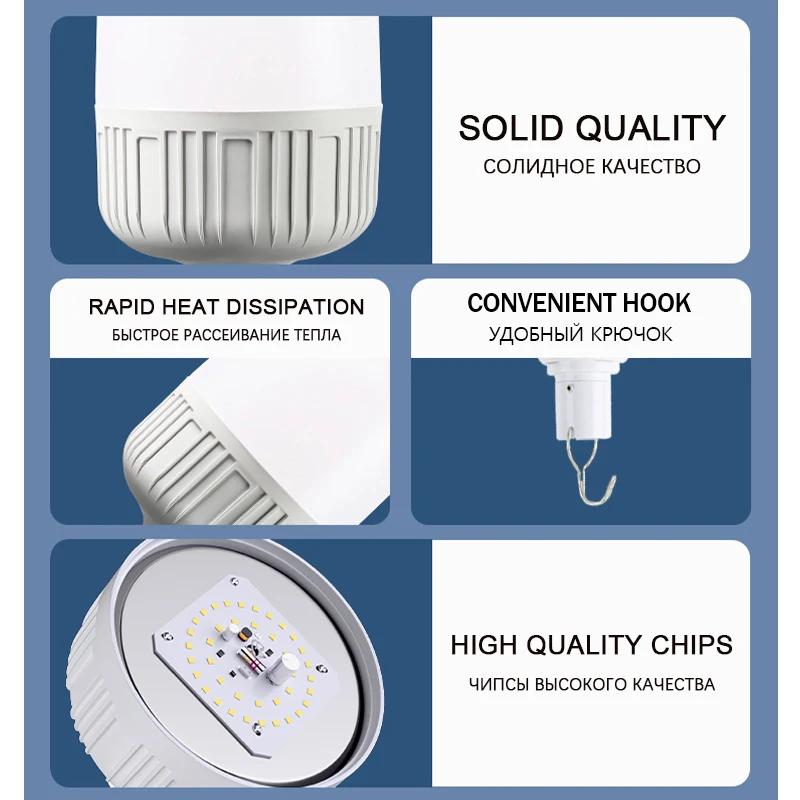 Outdoor USB Rechargeable LED Lamp Bulbs Emergency Light Hook Up Camping Tent Fishing BBQ Portable Lighting Lantern Night Lights