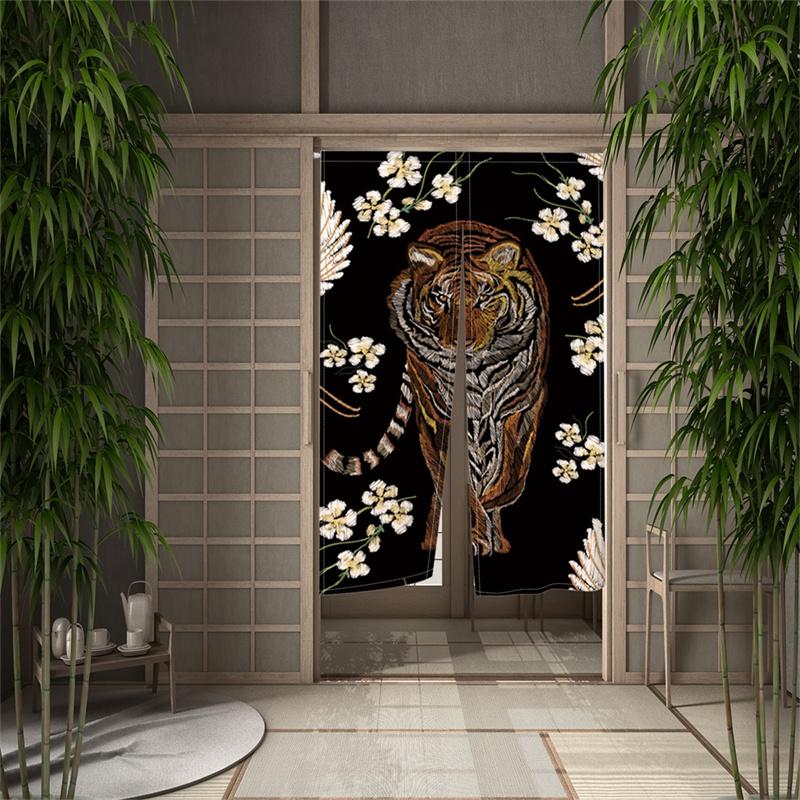 Japanischer Stil Türvorhang Panel Traditionelles Chinesisches Drachen Eule Tiger Gemälde Tür Tapisserie Raumteiler Vorhänge Für Küche