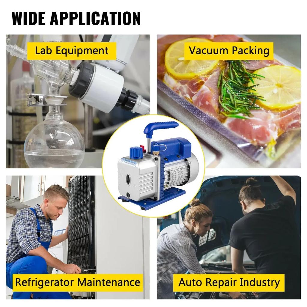 Pompa del Vuoto SIHAO 1.8-4.8CFM con Manometri Refrigerante AC HVAC Refrigerazione
