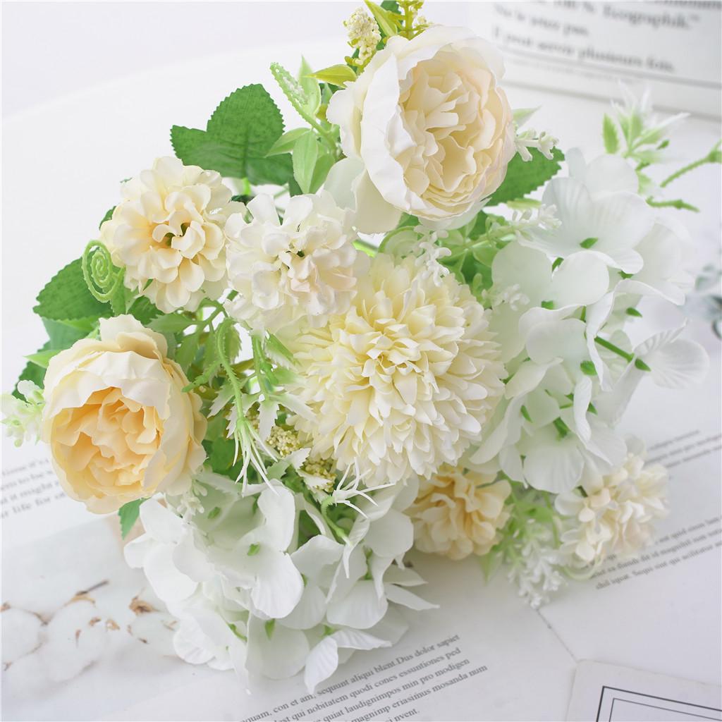 Peony & Daisy Silk Bouquet: 7-Fork Faux Flowers for Home Decoration