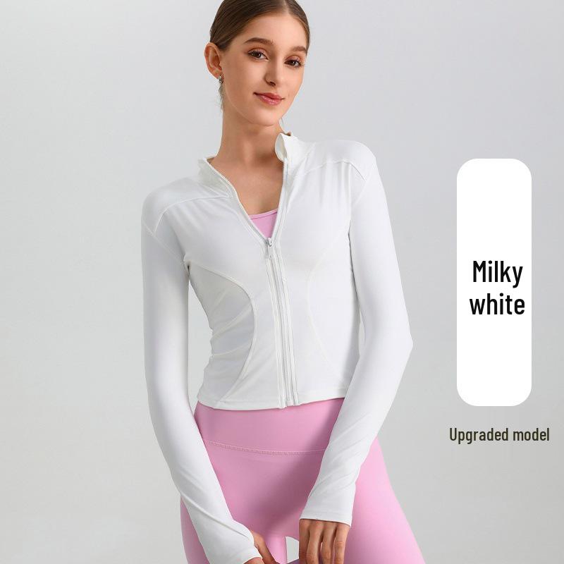 European & American Zipper Yoga Jacket - Quick-Drying, Slimming, Long Sleeve Fitness Top for Women
