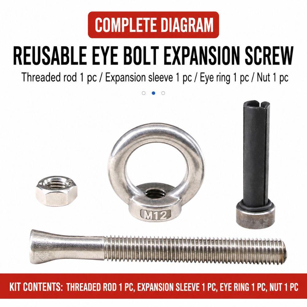 304 Stainless Steel Reusable Expansion Eye Bolts Removable Expansion Bolts Multifunctional