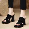 Fashion versatile waterproof table high heels women's 2025 summer new simple skirt open-toed thick heel high-heeled sandals