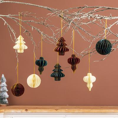 1 st Lykta Elegant Ornament Festlig Papper Hållbart Ornament Klassisk Julgran Romantisk Honeycomb Delikat