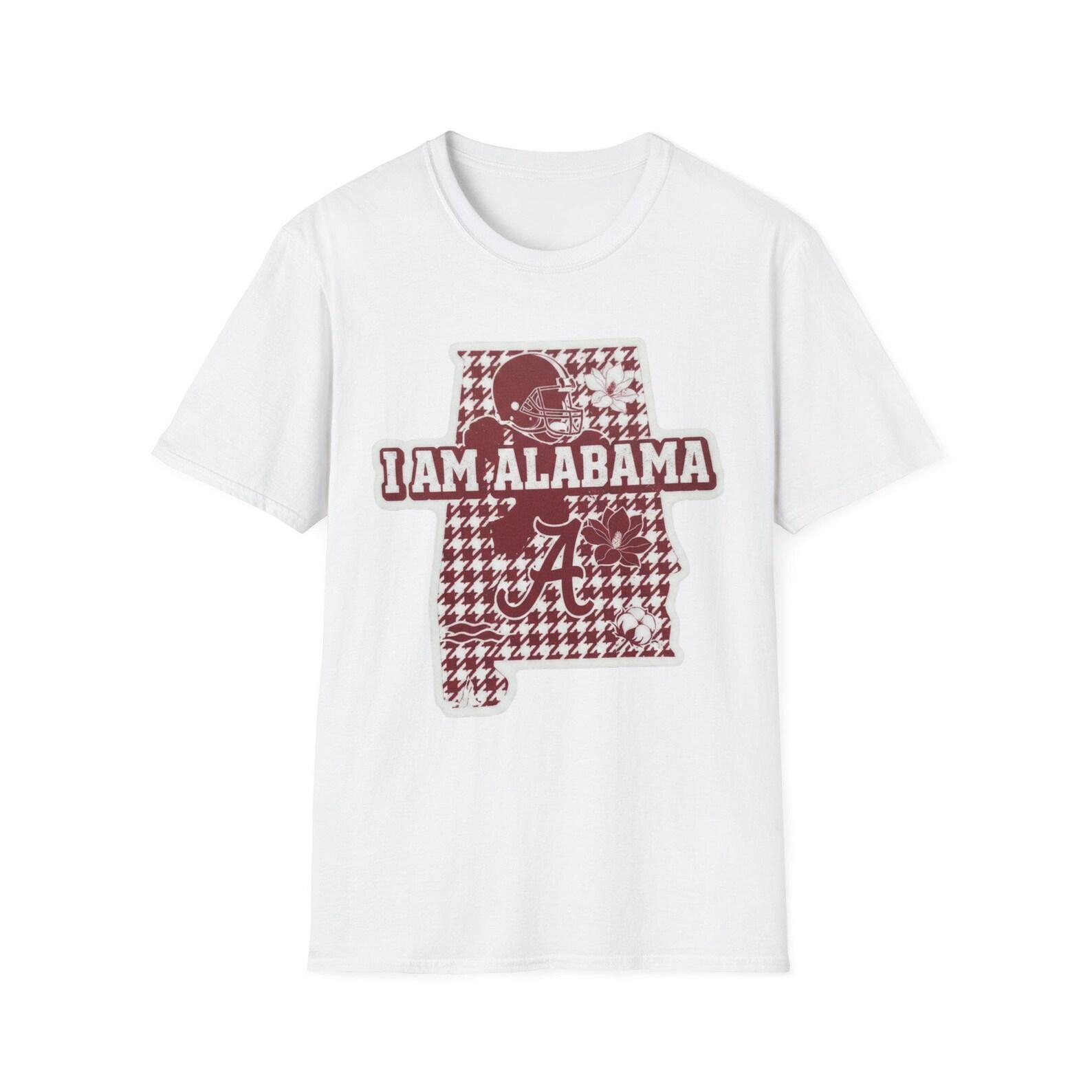 I Am Alabama state houndstooth graphic T-Shirt | Crimson college football tee 2XL