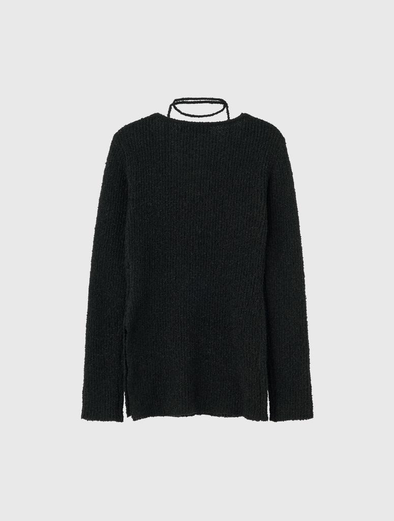 GENERALIDEA Scarf Layered V-Neck Pullover [Black] / Wbd3L05516