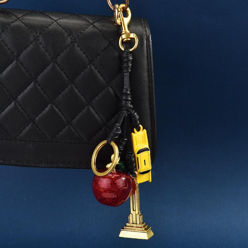 Fashionable Fruits Construction Tower Car Keychain For Women Girls High-End Backpack Decoration Exquisite Accessories Gifts