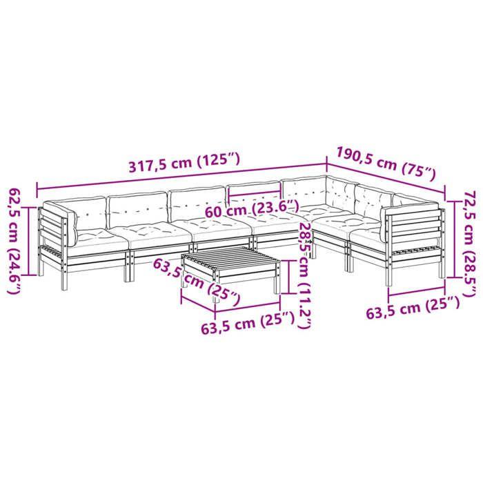 VidaXL Garden Lounge Set 8 Pcs with Cushions Impregnated Pine Wood 3299484