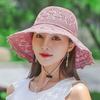 Cappello di Paglia a Tesa Larga Protezione UV Moda Casual Traspirante Cappellino da Spiaggia Cappello a Secchiello con Fiocco Cappello Panama Cappello Estivo Parasole