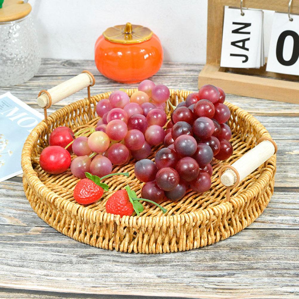 Woven Storage Basket Rustic Design for Fruits Snacks Bread Long-Lasting Home Kitchen Organizer Rattan Woven Basket