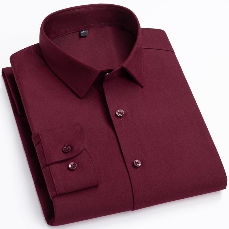 

Men s Quality Wool Blend Long Sleeve Solid Dress Shirts Without Pocket Comfortable Soft Regular-fit Smart Casual Office Shirt 39 бордовый