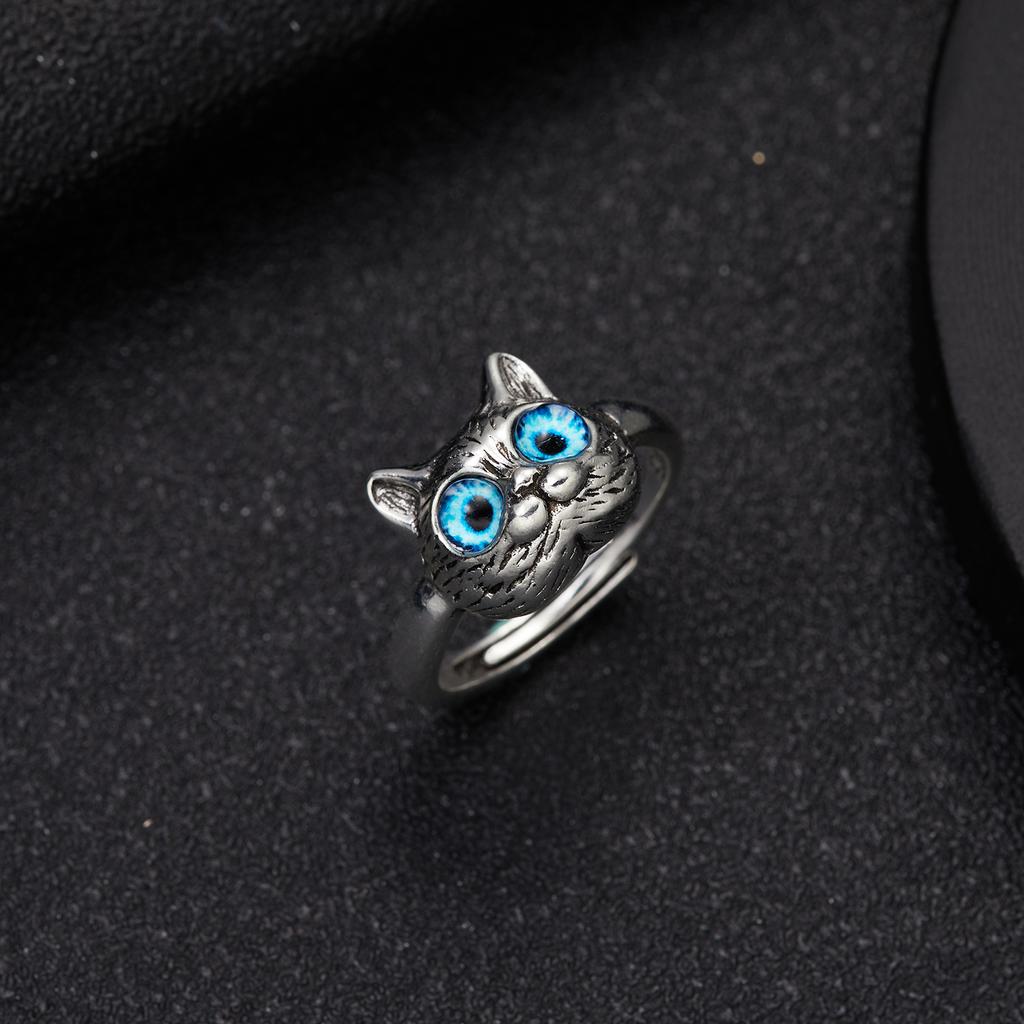 Vivid Cute Cat Open Rings For Women Girls New Fashion Gothic Adjustable Animal Kitten Finger Ring Party Jewelry Accessories Gift
