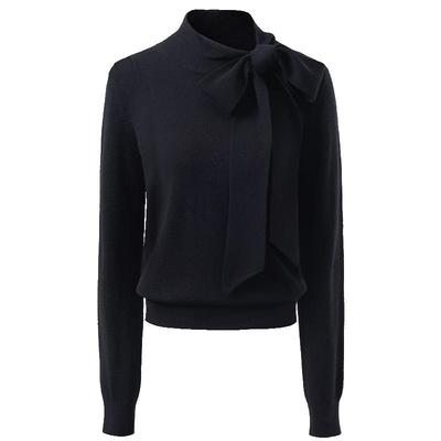 GIOVANNI VALENTINO Damen 100% Wolle Rollkragen Schleife Strickpullover