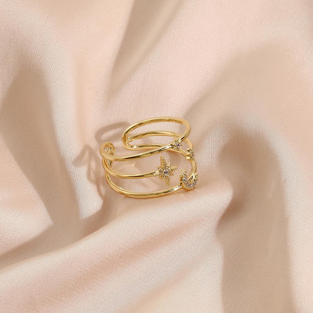 Heiß verkaufender kreativer einfacher Temperament Damenring, Stern Mond geometrische High-End-Ringe