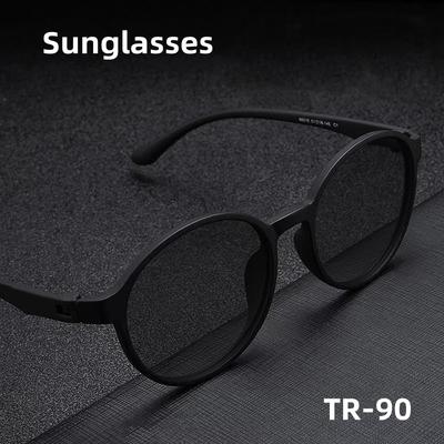 Ultralight TR90 Sunglasses Retro Round Frame Flexible Men Eyewear for Fishing and Driving Fashion