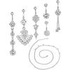 Set 6-8 Piezas 14G Acero Inoxidable de Moda Piercing Corporal de Boda Joyería Cadena para Cintura Vientre Anillo para Ombligo Piedras de Circonita Infantil