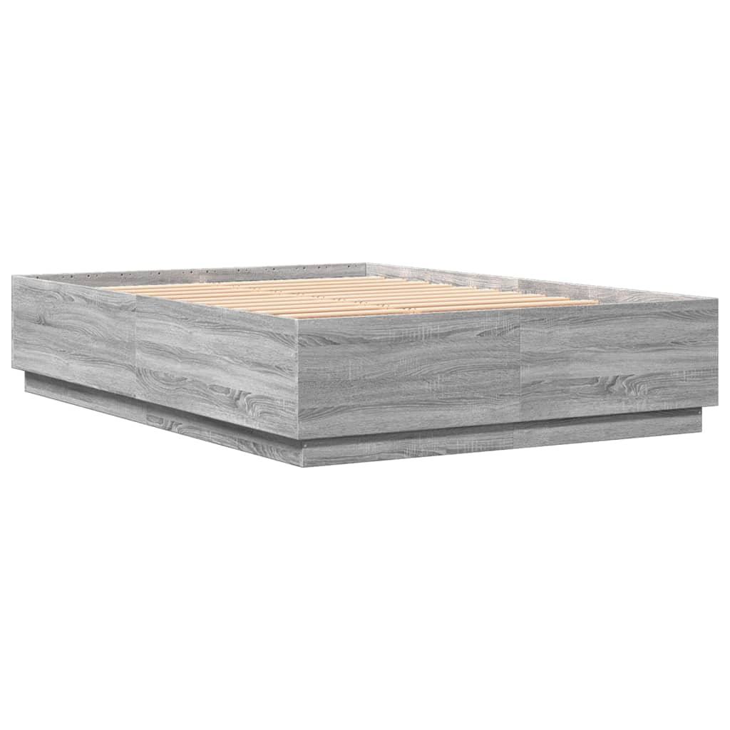 Vidaxl Rama Łóżka, Szary Dąb Sonoma, 160X200Cm Materiał Drewnopochodny