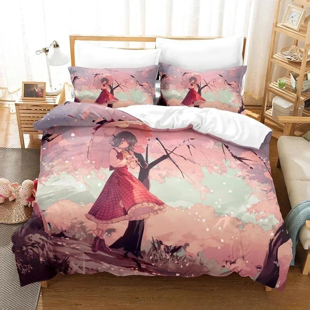 3D Druck Anime Kawaii Mädchen Yuuka Kazami Bettwäsche Set Einzelbett Twin Full Queen King Size Bettset Erwachsene Kind Schlafzimmer Bettbezug Sets