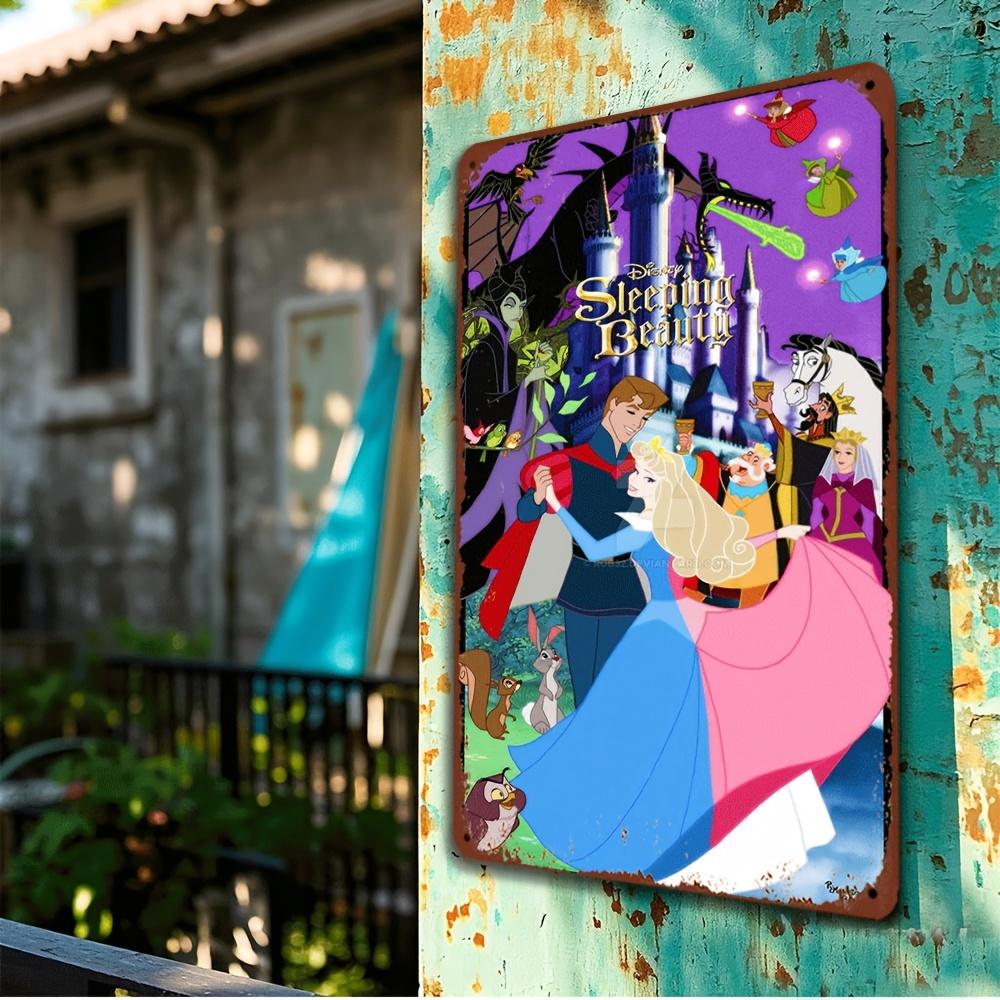1pc Sleeping Beauty Aurora & Maleficent Themed Metal Wall Art - Vibrant 8x12 Inch Tin Sign for Home, Bar, Cafe, Garage Decor - O