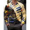 Camicia da Uomo a Maniche Lunghe con Stampa a Macchie d'Inchiostro a Contrasto Bianco e Nero Stile Artistico Camicia Casual