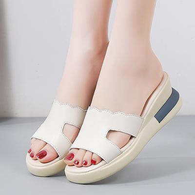 Women Black Slide Slippers Summer Wedge Sandals Open Toe Casual Thick Sole Platform Slippers Plus Size