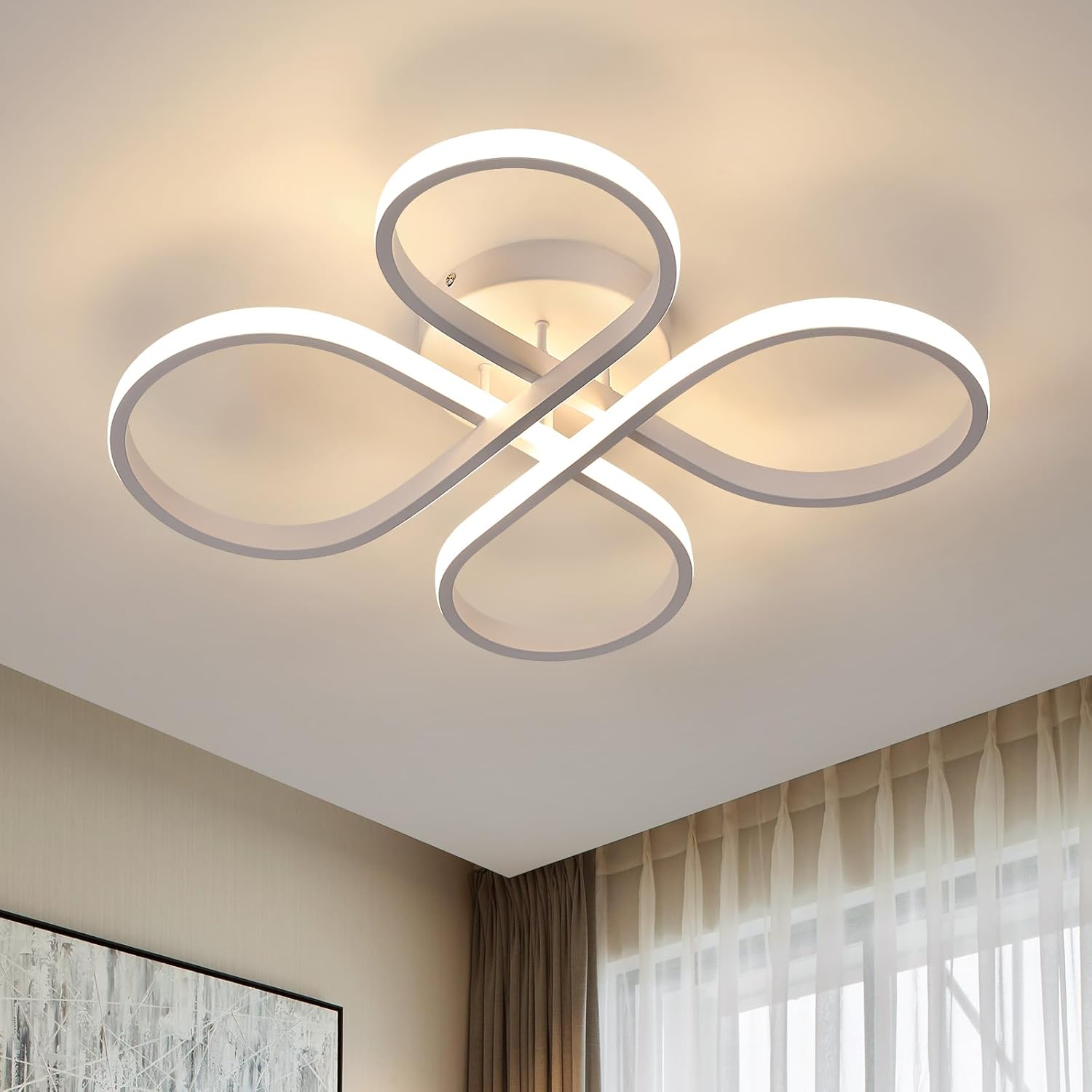 

Светодиодный потолочный светильник Goeco 45 Вт 5062LM Creative Clover Aluminum White теплый свет 3000 К 52 см Современные потолочные светильники 220 В для гостиной