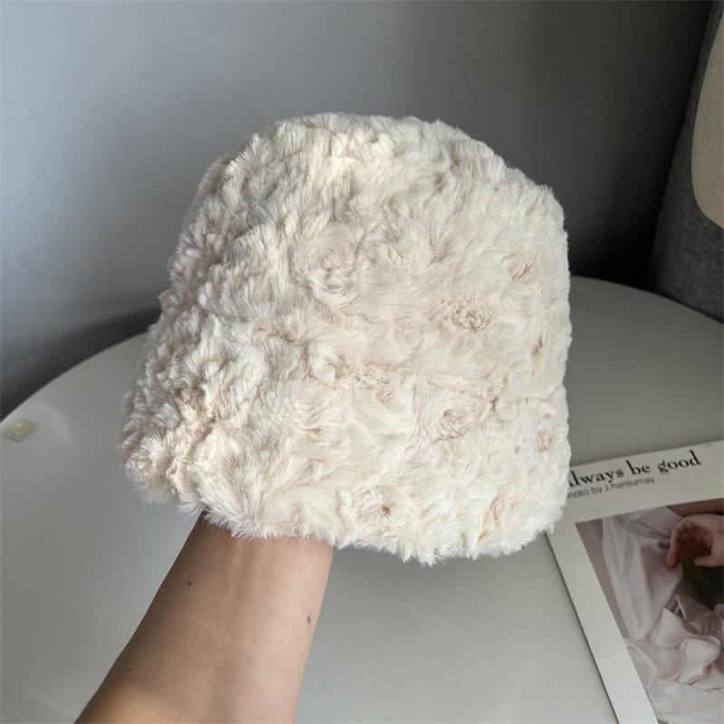 

Модная плюшевая панама из овечьей шерсти для женщин, зимняя плюшевая утолщенная теплая темпераментная универсальная шапка от холода M（56-58cm） бежевый