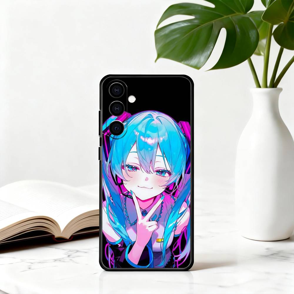 Anime cute M-MIKU Phone Case For Samsung Galaxy A73,A72,A71,A70,A53,A52,A51,Others Soft Black Cover