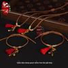 Korean Waxed Leather Cord Unisex Jade Pendant Lanyard Necklace - Red Black Weaving Thread