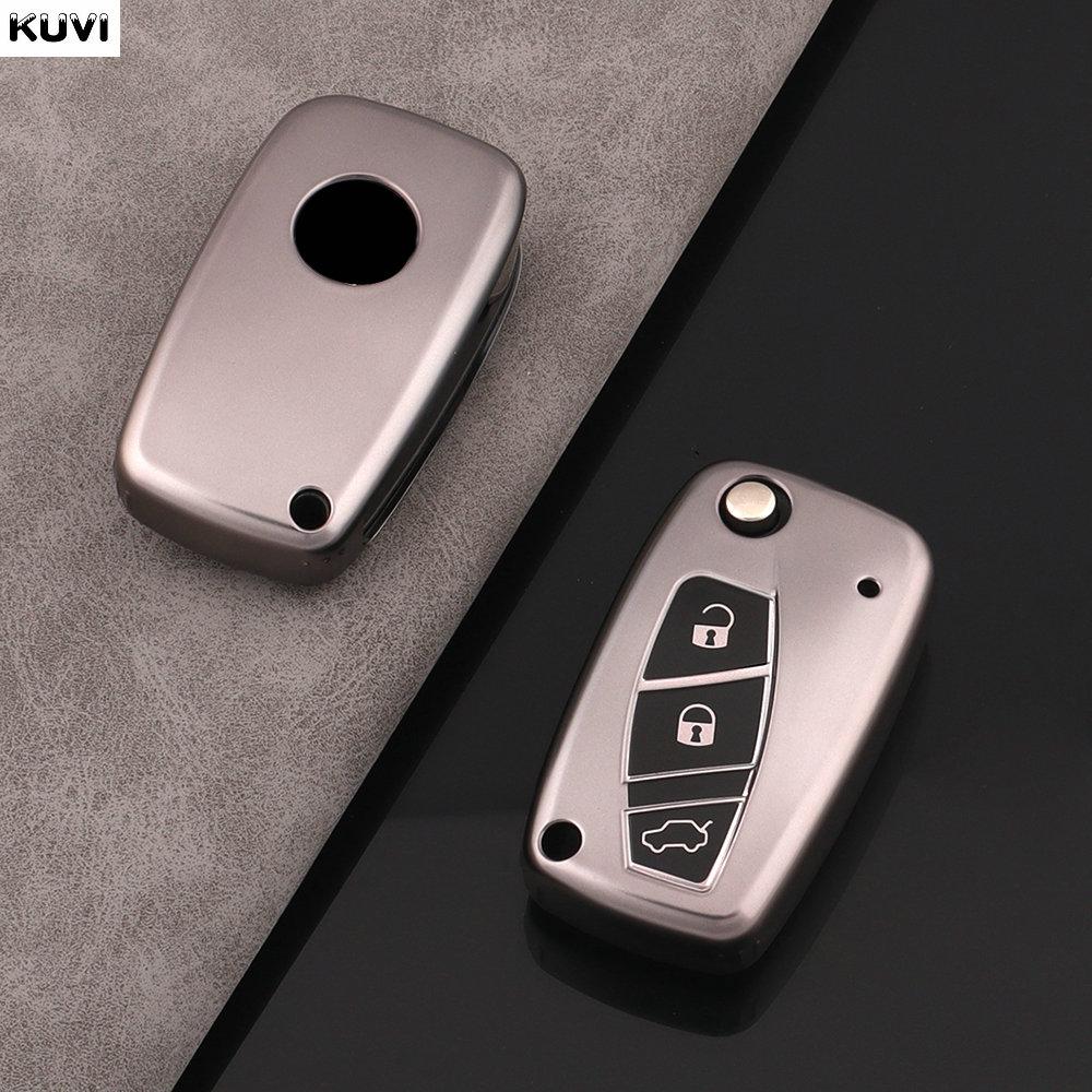 New TPU Car Flip Key Case Cover for FIAT 500 Panda Stilo Ducato Punto Doblo Bravo 3 Buttons Protected Holder Fob Bag Accessories